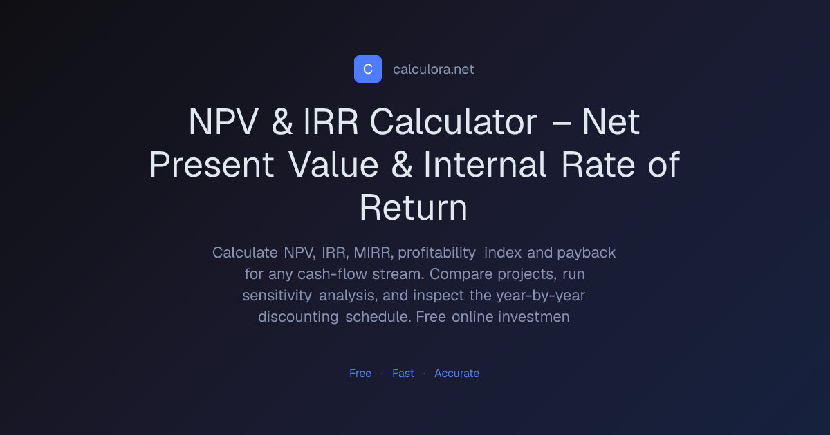 NPV & IRR Calculator – Free Investment & Cash Flow Tool